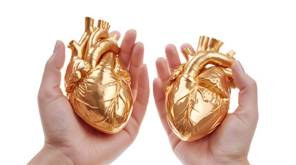 Golden Harmony: Twin Hearts, Poised on Either Palm