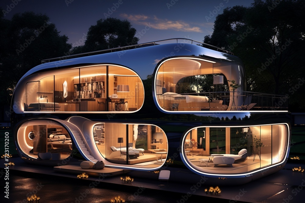 Poster step into the future with this sleek and minimalist house featuring clean lines, large floor-to-ceil