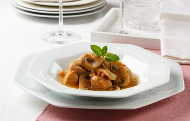 meat stew with vegetables and mushrooms