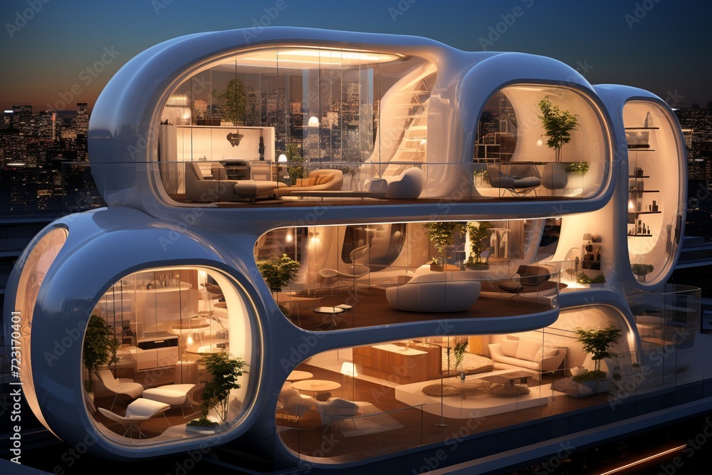 Poster step into the future with this sleek and minimalist house featuring clean lines, large floor-to-ceil