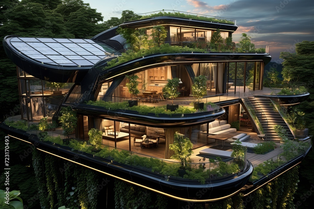 Poster step into the future with this sleek and minimalist house featuring clean lines, large floor-to-ceil
