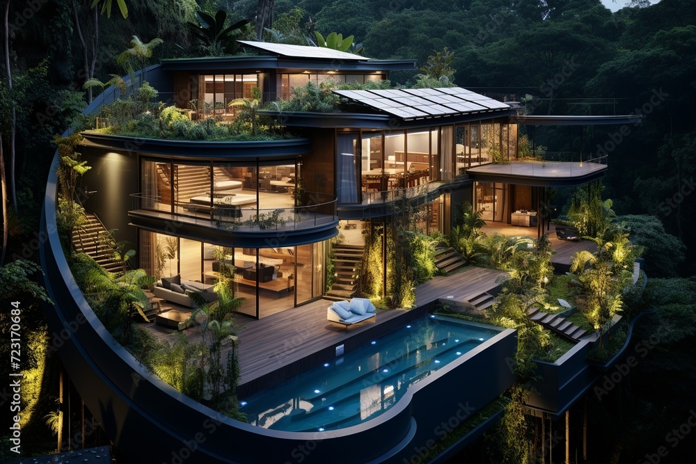Poster step into the future with this sleek and minimalist house featuring clean lines, large floor-to-ceil