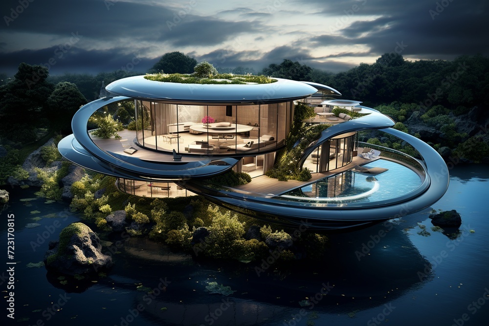Poster step into the future with this sleek and minimalist house featuring clean lines, large floor-to-ceil
