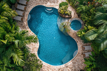 Pool aerial view in the resort - Powered by Adobe