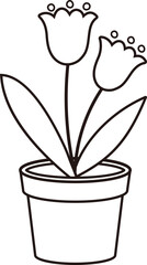 Flowers in pots outline vector