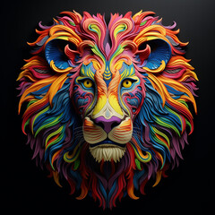 Vivid Colors Adorning the Fierce Lion