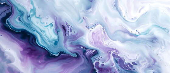 Obraz premium marble art, white and lightblue and purple,realistic liquid motion
