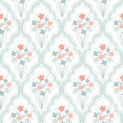 Zelfklevend Fotobehang Easter seamless pattern with flowers .Spring cute repeating textures.Damask, Children's, baby, kids Easter  background, paper, wallpaper. Vector illustration © Elena