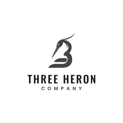 Three Heron Logo Concept With Number Three and Heron Silhouette, Suitable for Corporate Identity