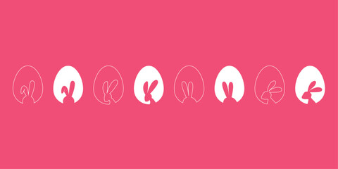 easter egg hunt. easter rabbit set. bunny outline vector illustration. bunny cut out on easter egg isolated