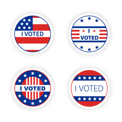 Circle voting label, responsible voting icon. American elections, voting sign. USA flag I Voted sticker.