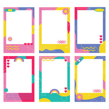 cute photocard collection, frames, poster, background vector