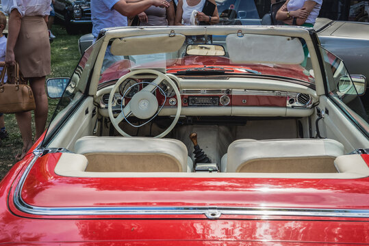 Warsaw, Poland - August 2, 2015: Mercedes-Benz W113 280 SL during retro cars show in Warsaw