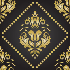 Orient vector classic black golden pattern. Seamless abstract background with vintage elements. Orient pattern. Ornament for wallpaper