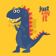 Cute dinosaur cartoon character vector illustration.