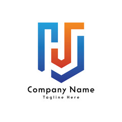 RJ or V letter logo design icon