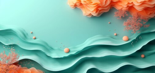 Fototapeta na wymiar Abstract Pastel Fabric Waves on Peach Background.