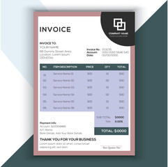 Professional Corporate Business Invoice Template Design, Elegant Business Stationery Design, Tax Form, Payment Bill.