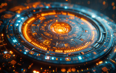 Futuristic Sci-fi AI Interface with Glowing Circle