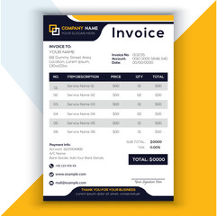 Professional Corporate Business Invoice Template Design, Elegant Business Stationery Design, Tax Form, Payment Bill.