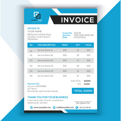 Naklejka premium Professional Corporate Business Invoice Template Design, Elegant Business Stationery Design, Tax Form, Payment Bill.