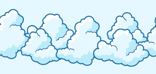 Fototapeta na wymiar Seamless pattern with clouds. Cartoon cute image of sky.