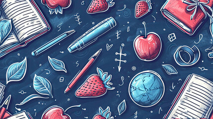 background art,Back To School hand drawn, doodle and vector illustration icons set.Generative AI