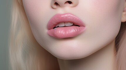 Closeup pink lip makeup