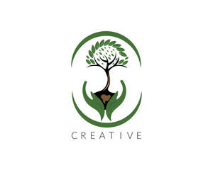 Tree vector logo this beautiful tree is a symbol of life, beauty, growth, strength, and good health.