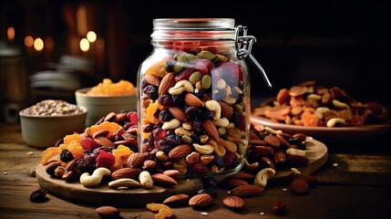 Wholesome Snacking: DIY Trail Mix for a Nutritious Boost - obrazy, fototapety, plakaty
