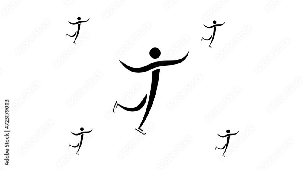 Poster zoom in and out animation the figure skating symbol. large black symbol in the center and four small