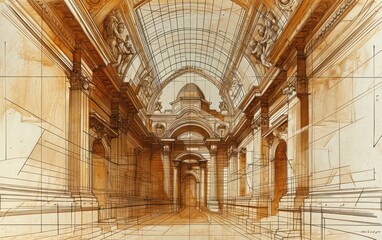Perspective of Renaissance architecture.