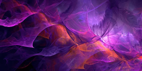 Poster Violet Vision: Vibrant Purple Flowers against a Lavender Sky at Dusk © Lila Patel