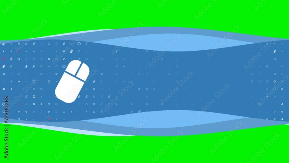 Poster animation of blue banner waves movement with white computer mouse symbol on the left. on the backgro