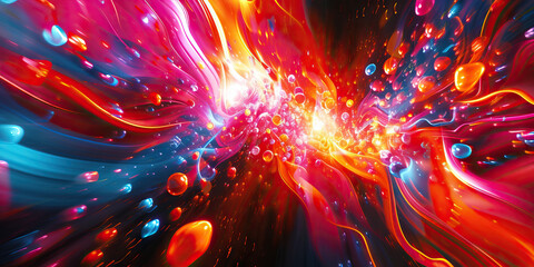 Neon Explosion: Abstract Background with Vibrant Neon Lights and Abstract Shapes