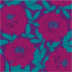 Foto op Canvas Colorful peonies. Seamless pattern of peony flowers in colorful style. Vector illustration © andrei
