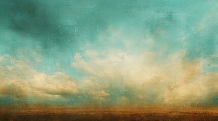 An abstract artistic rendering evokes a vast sky and open field, layered with rich textures and a palette of earthy tones that blend seamlessly into each other.