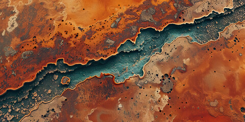 Copper Canyon: Abstract Copper-Toned Background with Canyon like Textures - obrazy, fototapety, plakaty