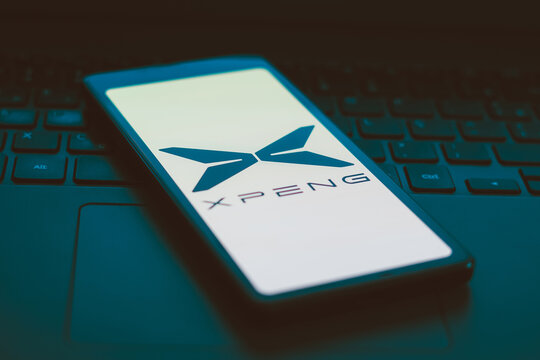 January 29, 2024, Brazil. In this photo illustration, the XPeng Motors logo is displayed on a smartphone screen.