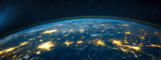 a view of the earth at night from space stock foto in