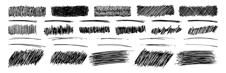 Set of rectangle scribble smears drawn with pen