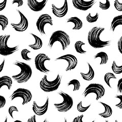 Obraz premium Seamless pattern with black wavy grunge brush strokes