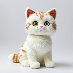 Fototapeta na wymiar Cute Cat doll Stuffed Animal plush Toy Model Design, 3D render, Al Enhanced