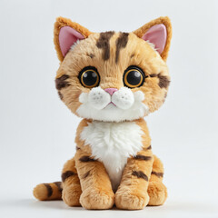 Cute Cat doll Stuffed Animal plush Toy Model Design, 3D render, Al Enhanced