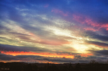 Sunrise and clouds in the sky