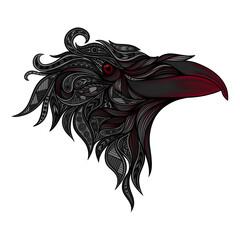 Original illustration of crow in zentangle style