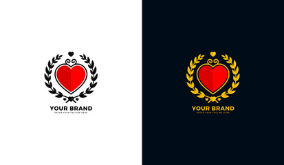 Love badge logo, vintage frame design, retro vector illustration