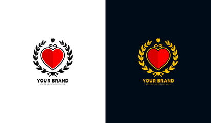 Love badge logo, vintage frame design, retro vector illustration