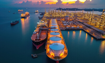 Aerial view oil terminal storage tank, White oil tank storage chemical petroleum petrochemical refinery product at oil terminal, 