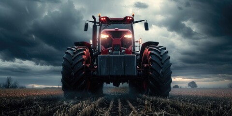 Shot of huge tractor with big wheels